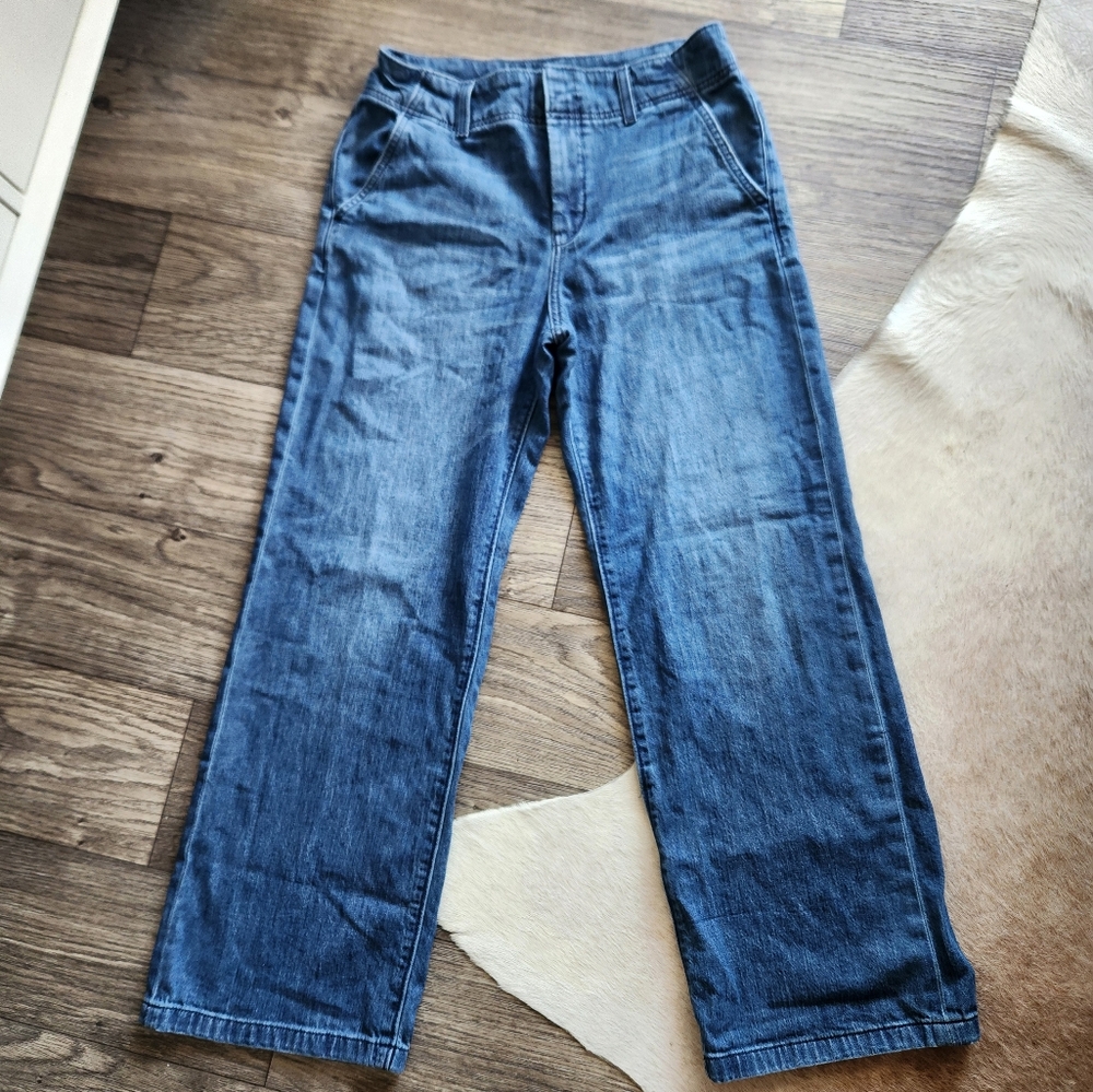 Pilcro Wide Leg Pants in Dark Blue Denim